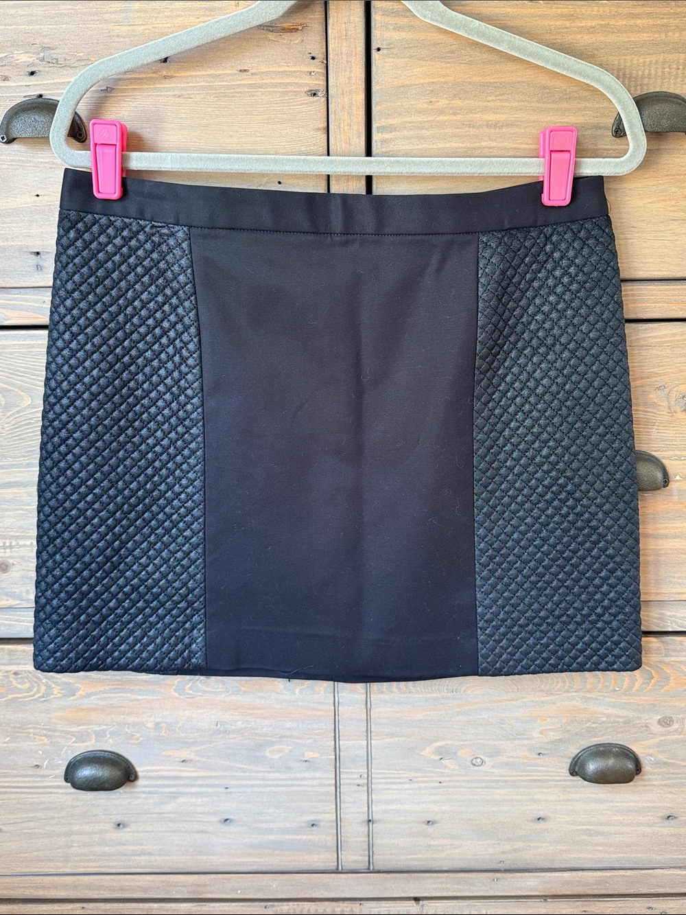 Club Monaco Black Quilted-Panel Mini Skirt